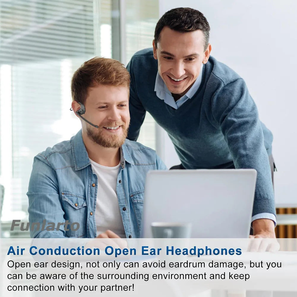 Funlarto Bluetooth Open-Ear Headphones – 10H, Mic, Waterproof