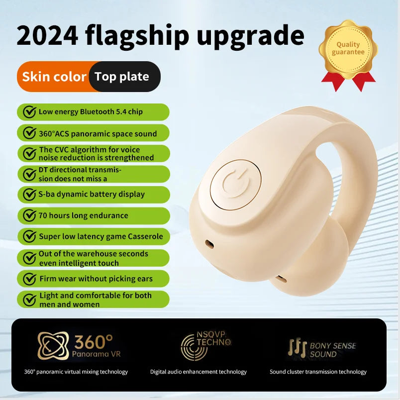 Bluetooth 5.4 Clip-On Sports Earphone – HiFi Wireless