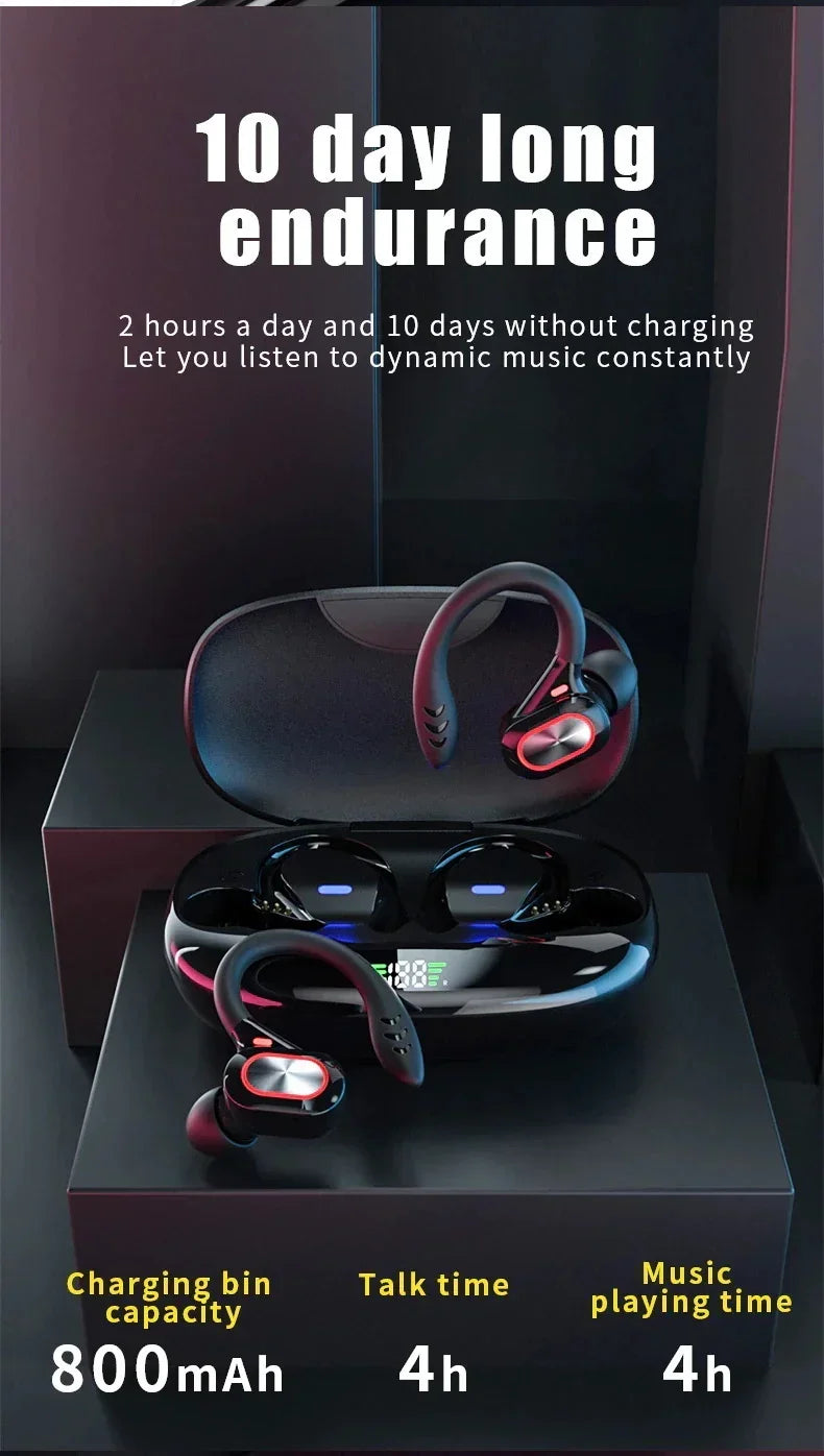OLEVO Bluetooth 5.3 Ear Hook Earbuds – ANC, IPX6, HiFi Sound