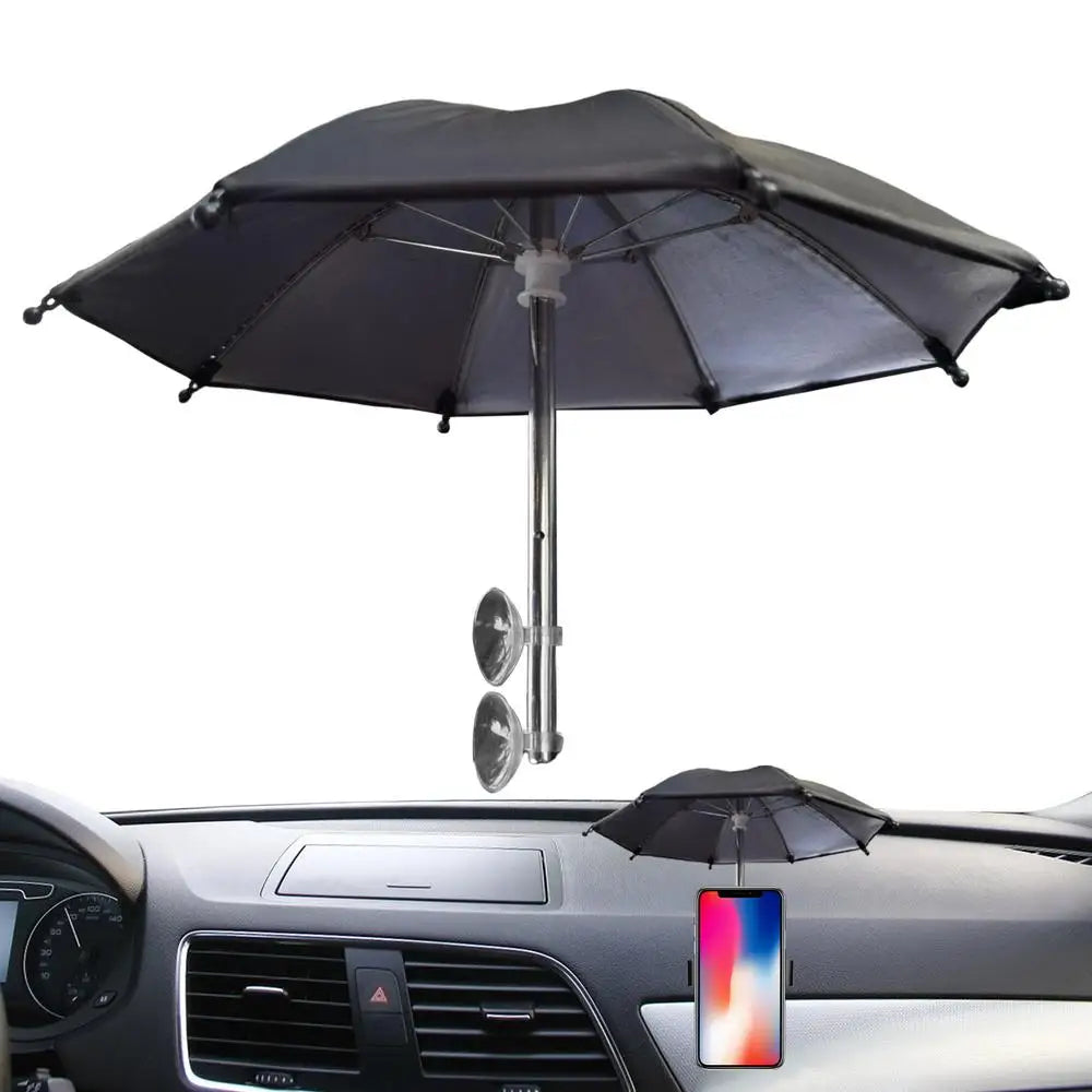 Mini Phone Umbrella Sunshade – Anti-Glare & Rain Shield with Suction Cup