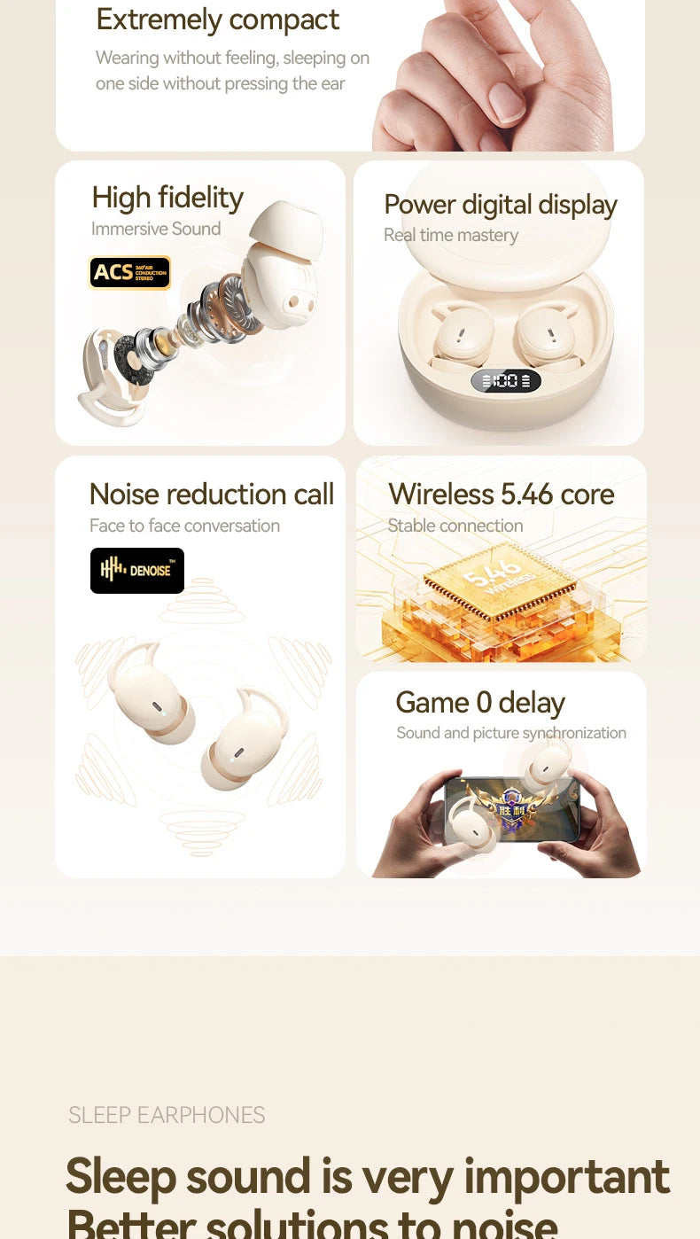 EKEAI Bone Conduction Sleep Earphones – ANC, Bluetooth 5.3
