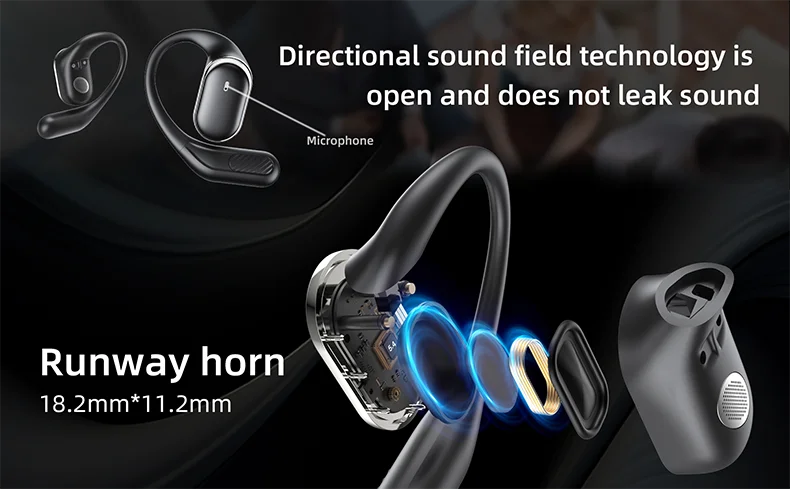 Arikasen Bluetooth 5.3 Open-Ear – 60h Playtime, ENC Mic