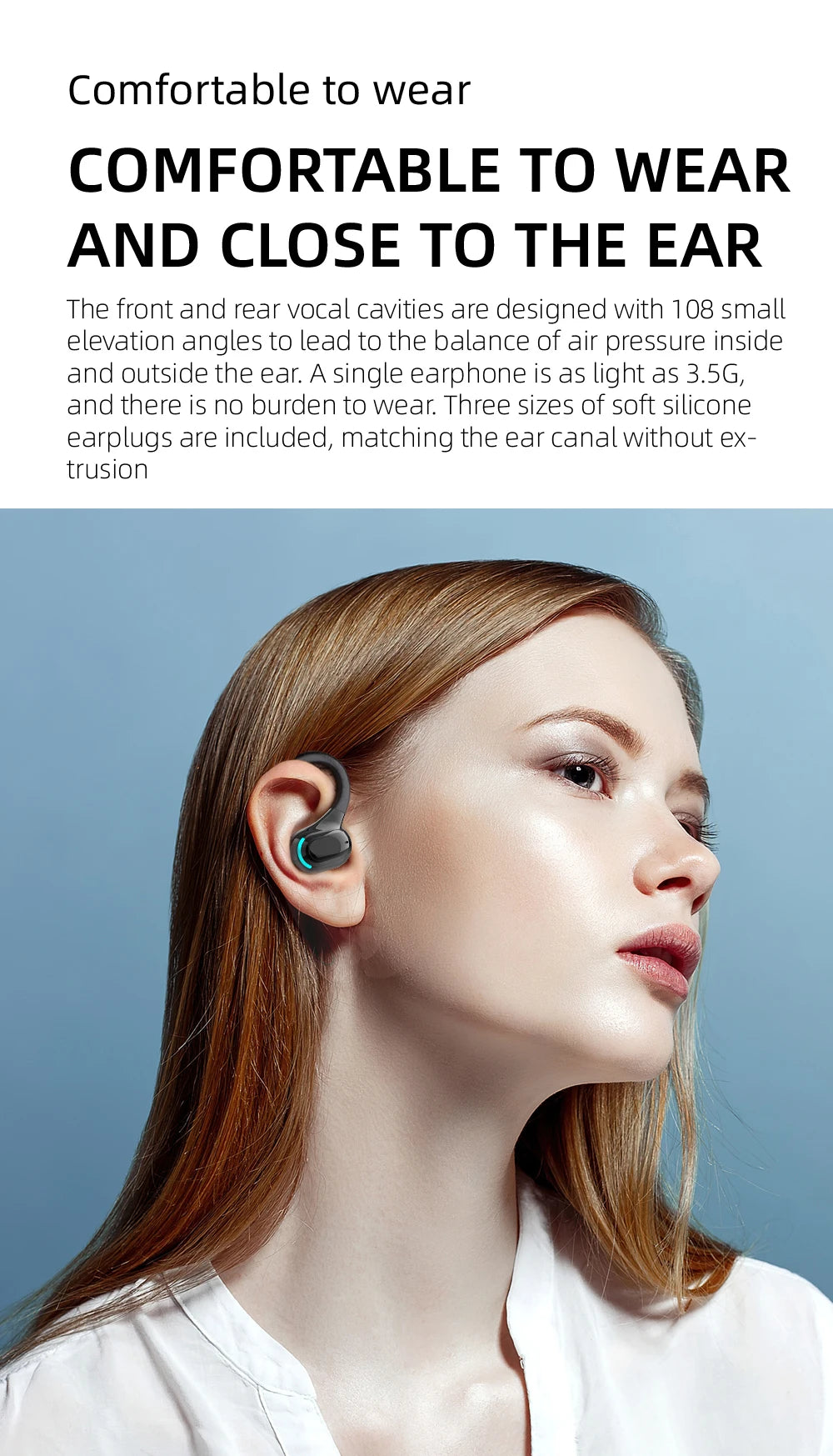 DISOUR M-F8 Bluetooth 5.2 Ear-Hook Headset | ANC & 20H Playtime