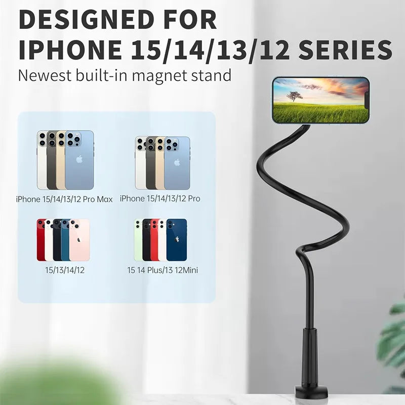 MagSafe Gooseneck iPhone Holder – 360° Adjustable Mount for Desk, Bed & Content Creation