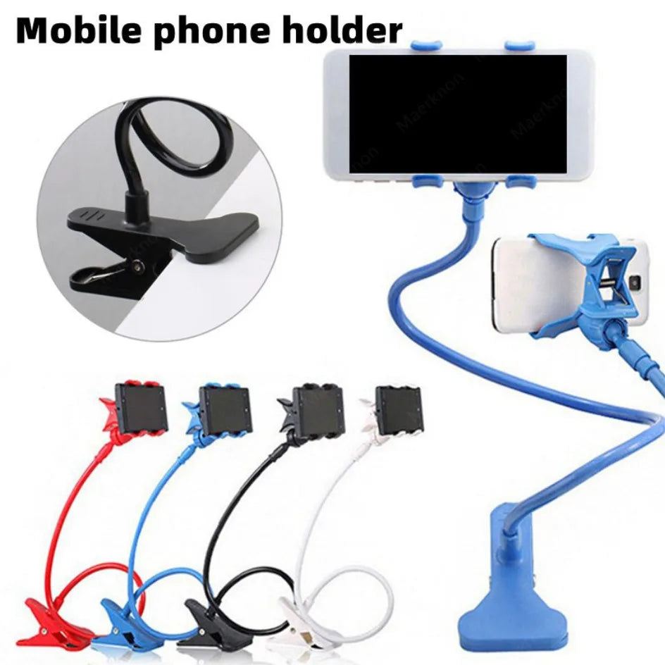 Flexible 28" Gooseneck Phone Holder – 360° Lazy Clip Stand for Bed & Desk
