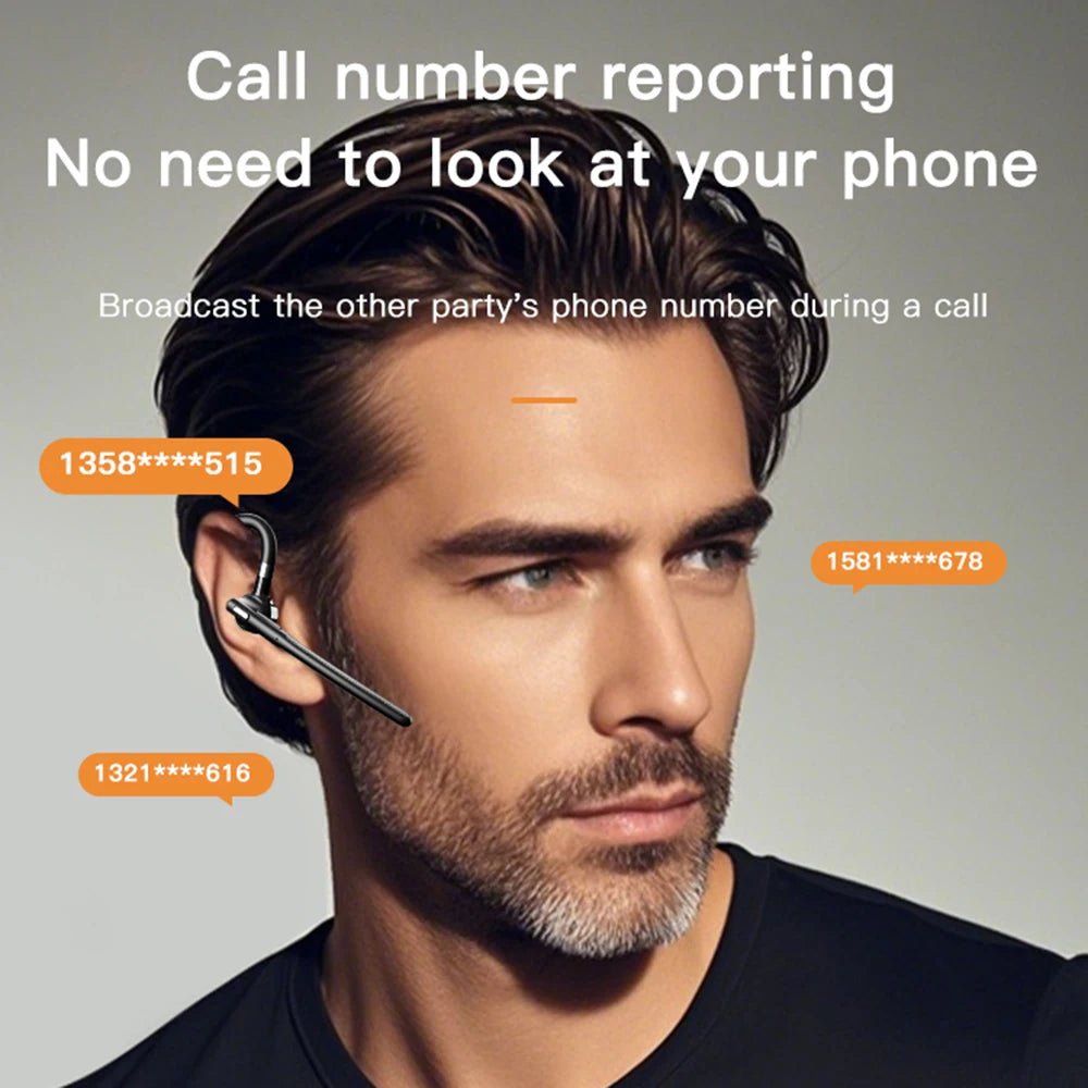 AideeMaster Bluetooth 5.4 Bone Conduction Ear-Hook Headset – ENC Noise Reduction, 48H Battery, LED Charging Case