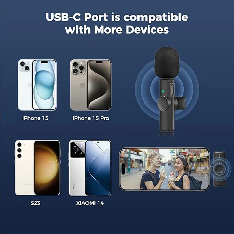 VIKEFON K11 Wireless Lavalier Microphone – Plug & Play Omnidirectional Mic for iPhone & Android
