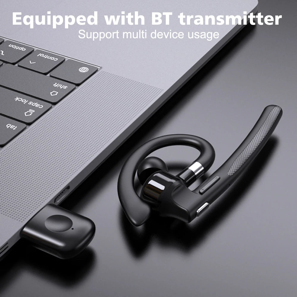 AideeMaster Bluetooth 5.4 Bone Conduction Ear-Hook Headset – ENC Noise Reduction, 48H Battery, LED Charging Case