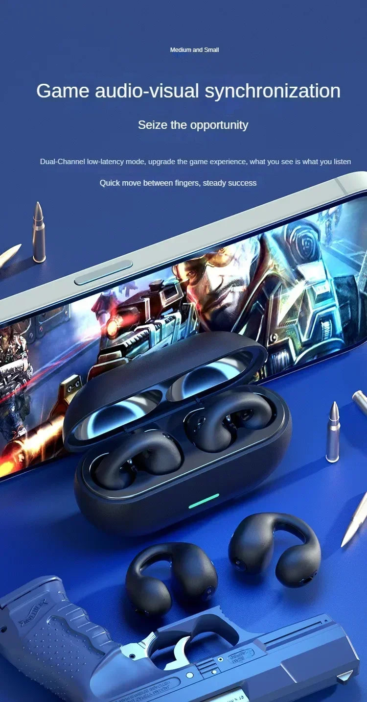 ZONGJI Bluetooth 5.3 Ear Hook Earphones – ANC, Dual Mode