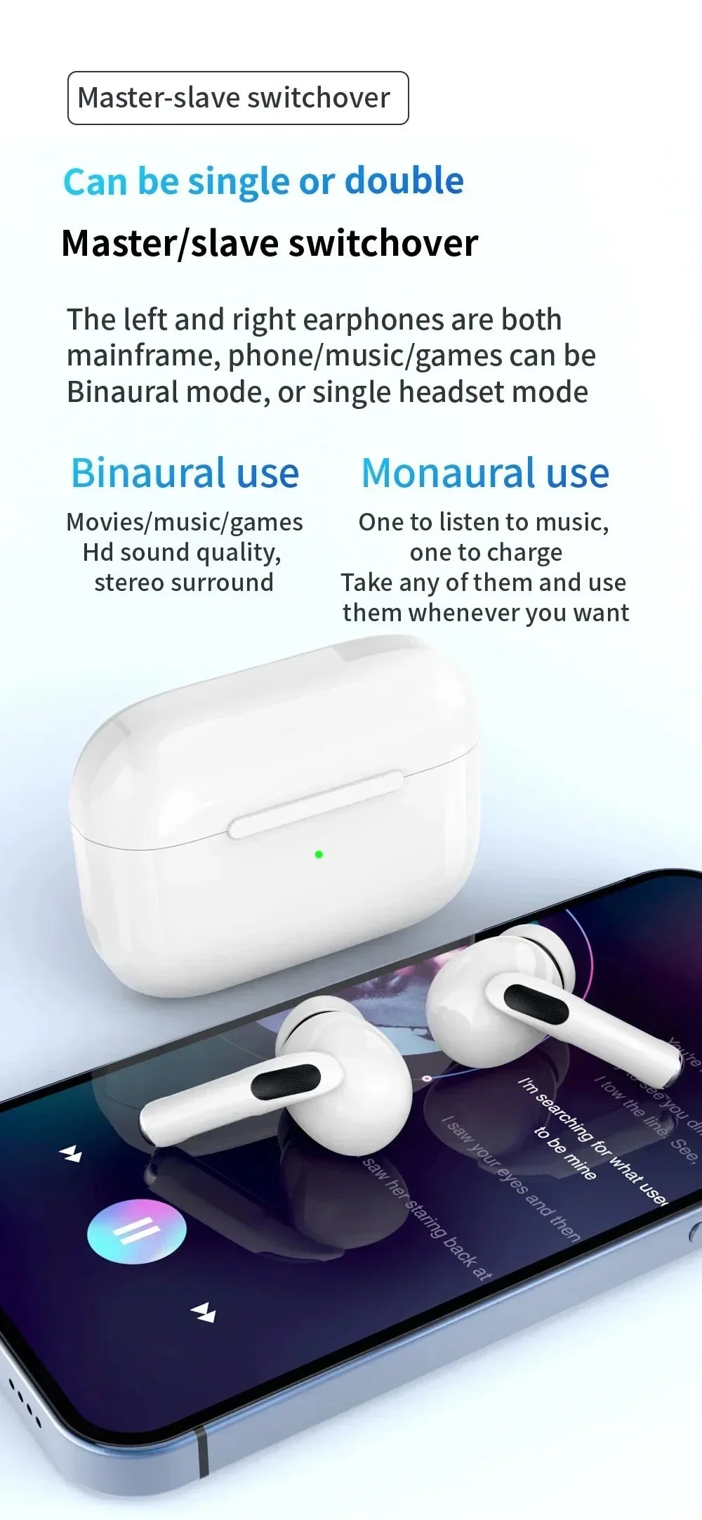 Ear Hook Bluetooth Headphones with Mic & ANC | HiFi Sound