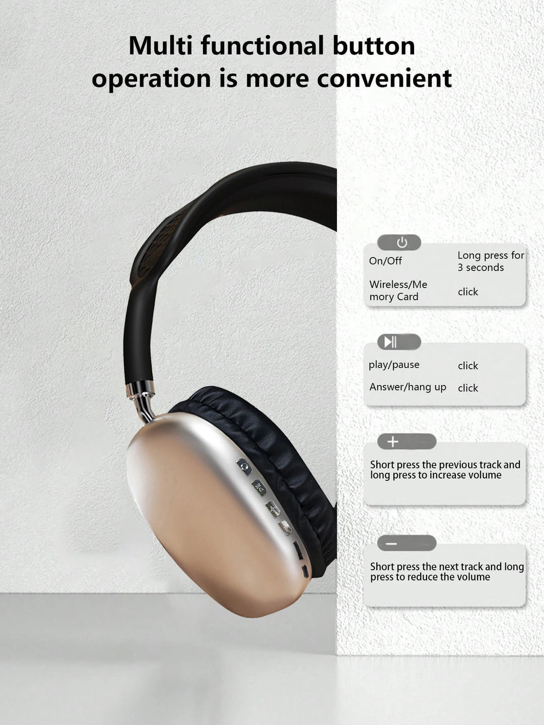 T-WOLF Bluetooth Headphones – Wireless+Wired, ANC, Dynamic Sound