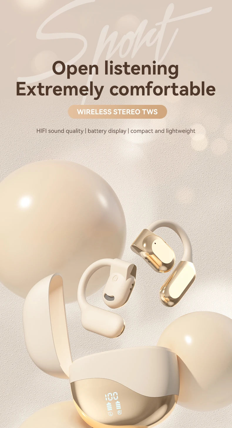 Bluetooth 5.3 Open-Ear Earphones – ANC, Touch Control