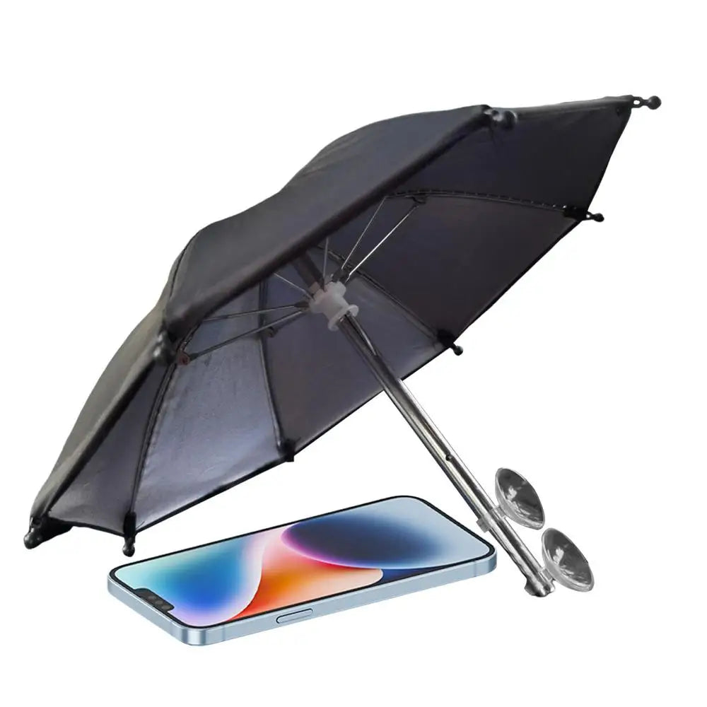 Mini Phone Umbrella Sunshade – Anti-Glare & Rain Shield with Suction Cup