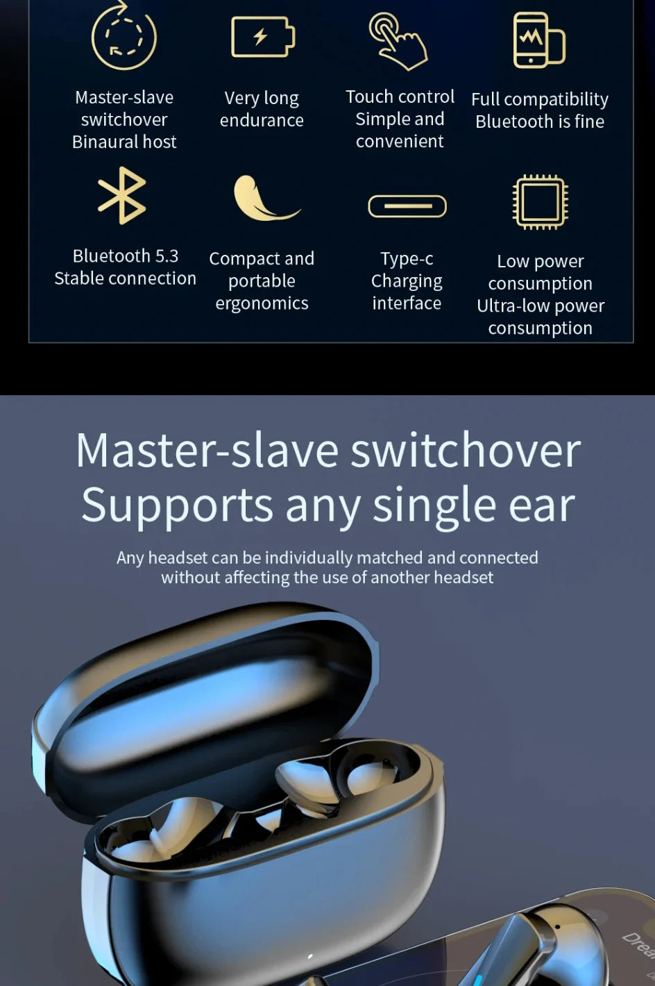 Bluetooth 5.3 Noise-Cancelling Earbuds – Waterproof & Wireless