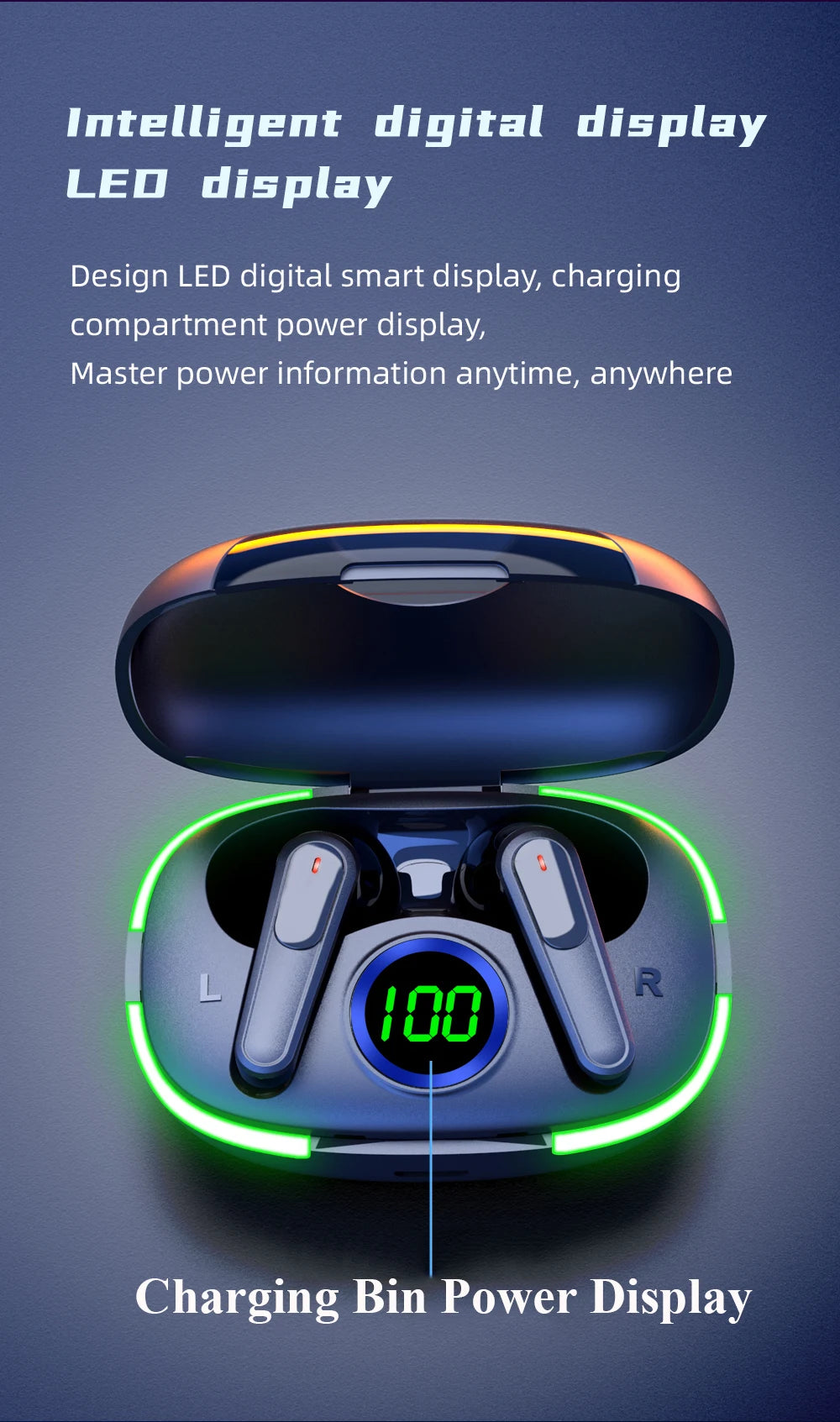 PRO 80 TWS Bluetooth 5.3 Earphones – LED Display, Hi-Fi Sound & IPX4 Waterproof