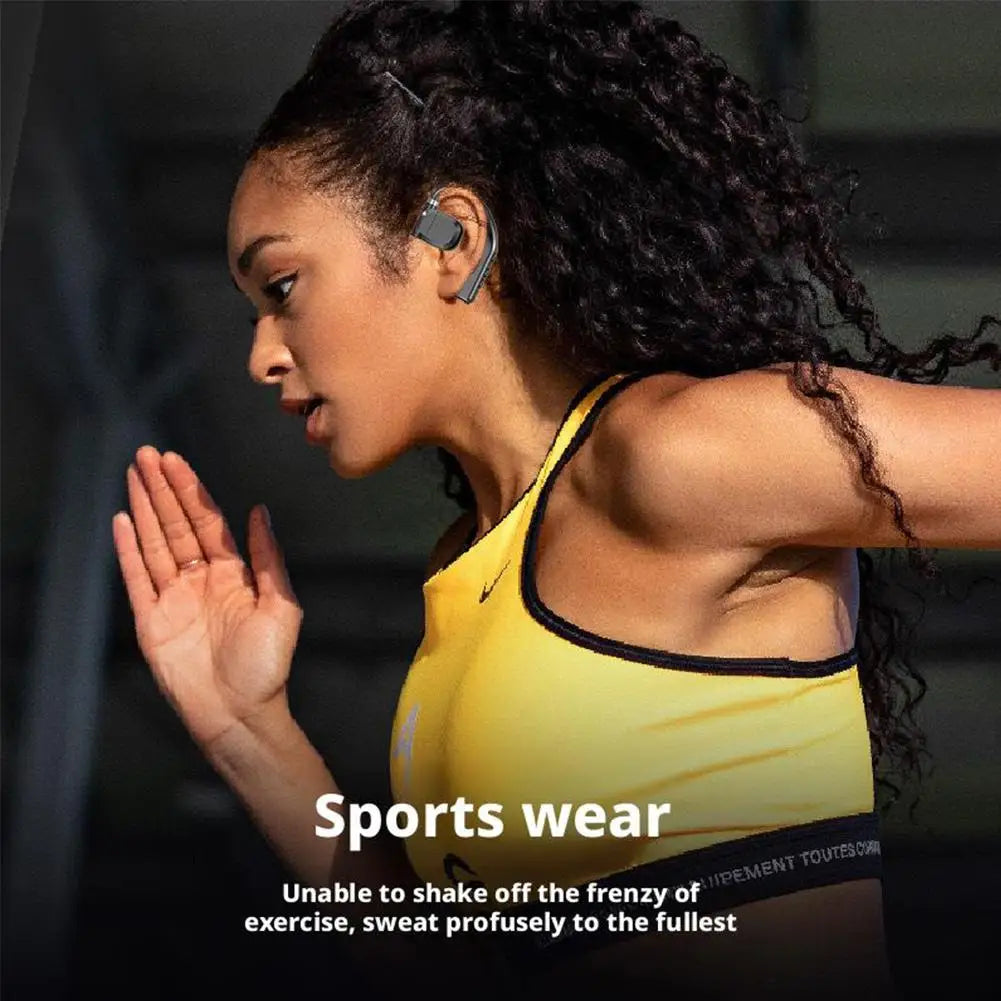 GRWIBEOU Bone Conduction Bluetooth 5.4 Headset – Waterproof Business Ear Hook with Mic & ANC