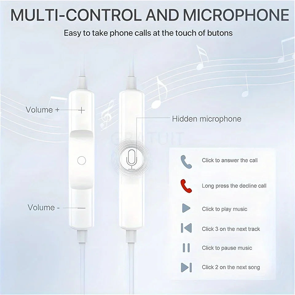 KADIXI Wired In-Ear Headphones with Mic & Volume Control – 3.5mm Earbuds for Phone, Laptop, Tablet
