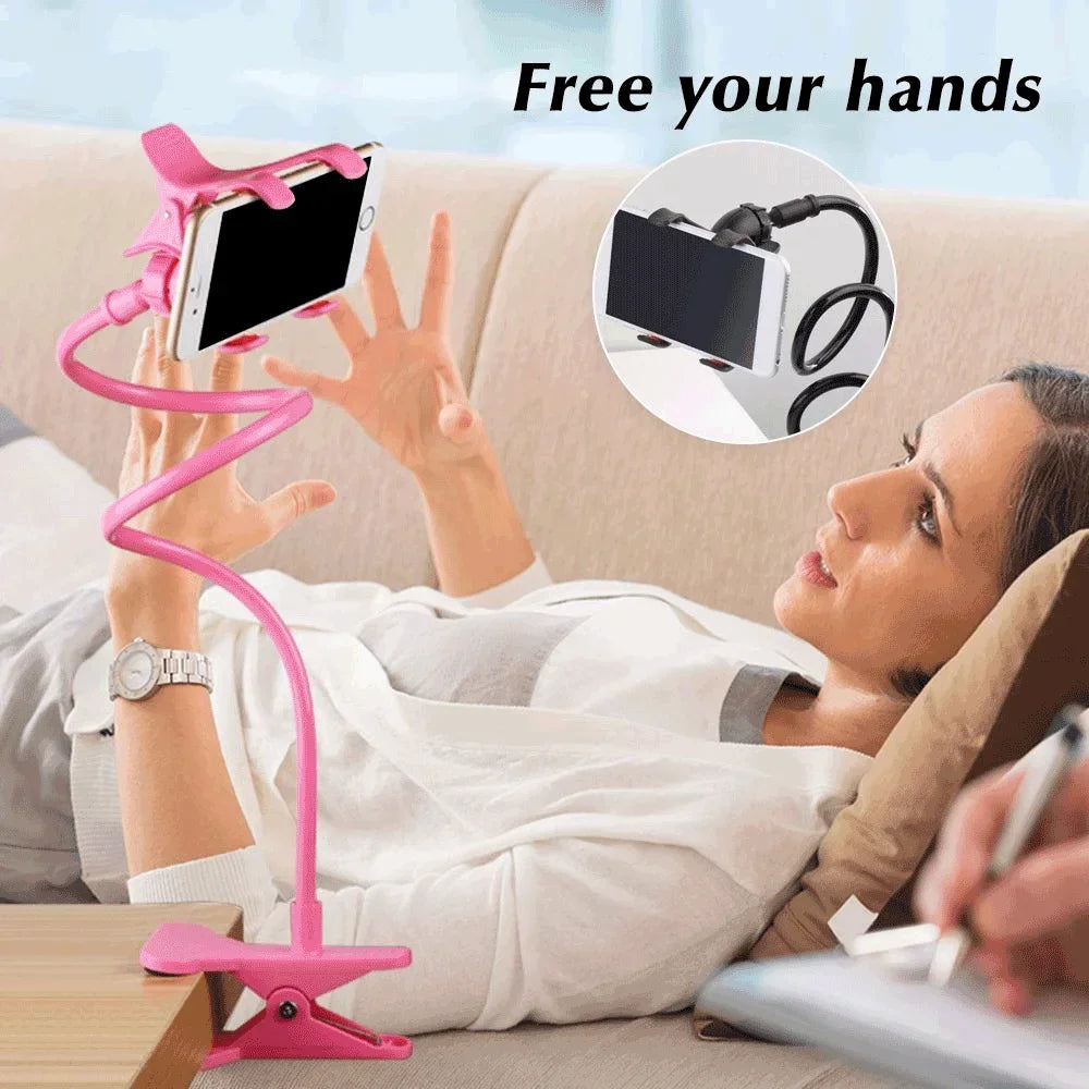 Flexible 28" Gooseneck Phone Holder – 360° Lazy Clip Stand for Bed & Desk