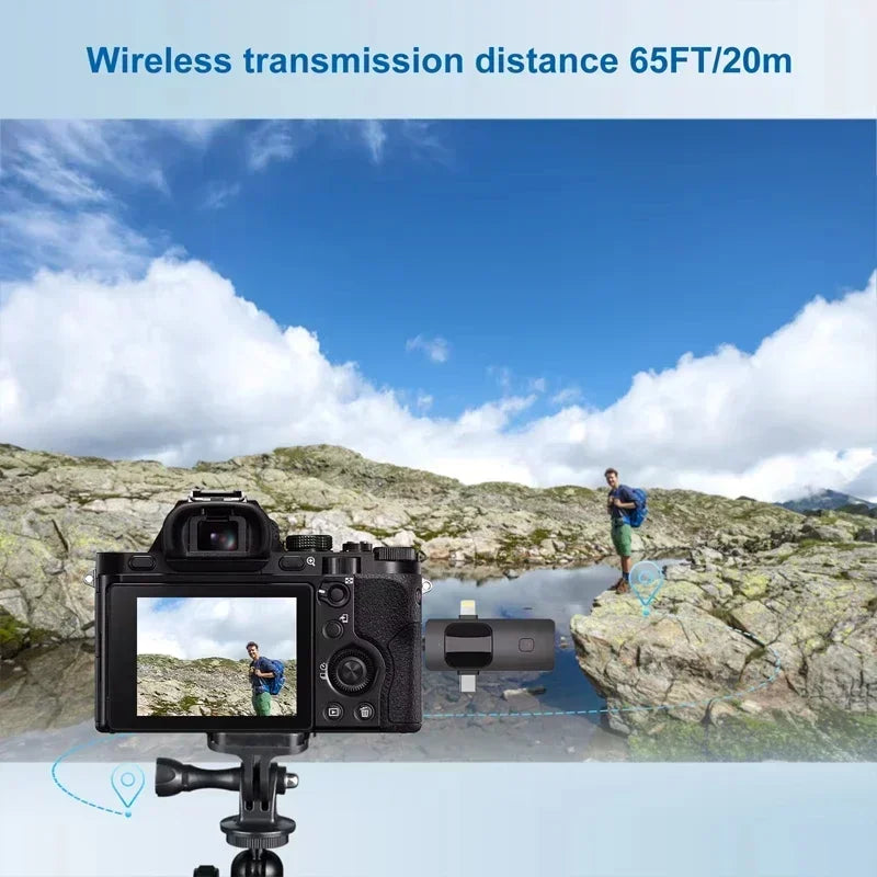 VIKEFON 3-in-1 Wireless Lavalier Microphone – Plug & Play Mic for iPhone, Android, DSLR & PC
