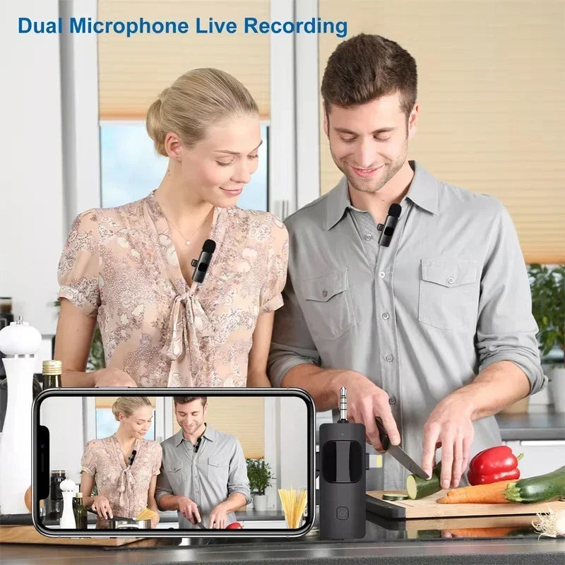 VIKEFON 3-in-1 Wireless Lavalier Microphone – Plug & Play Mic for iPhone, Android, DSLR & PC