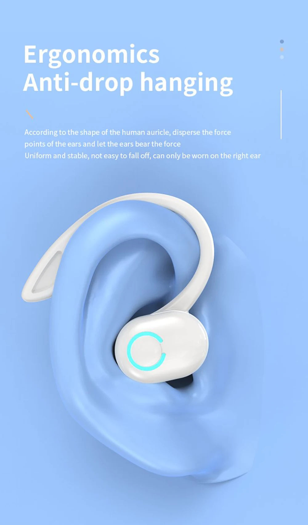 Kebidumei Bluetooth 5.2 Ear Hook Headset – ANC, Waterproof