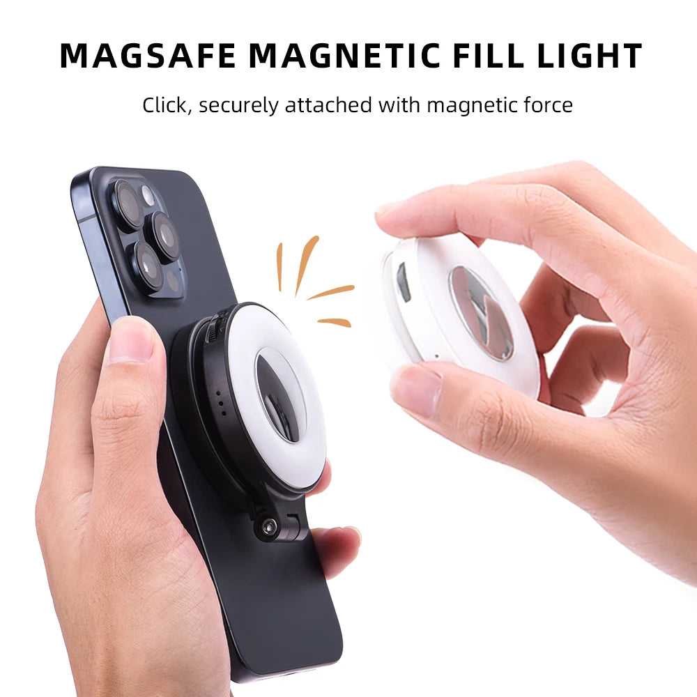BRDRC Magsafe Magnetic Fill Light – Bi-Color LED Light & Phone Stand with Power Bank