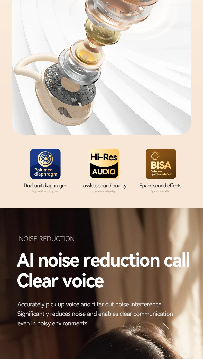EKEAI Bone Conduction Sleep Earphones – ANC, Bluetooth 5.3