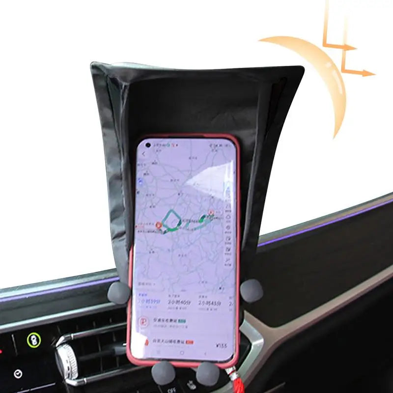 Car Phone Sunshade Umbrella – UV Glare Shield for Smartphones & GPS