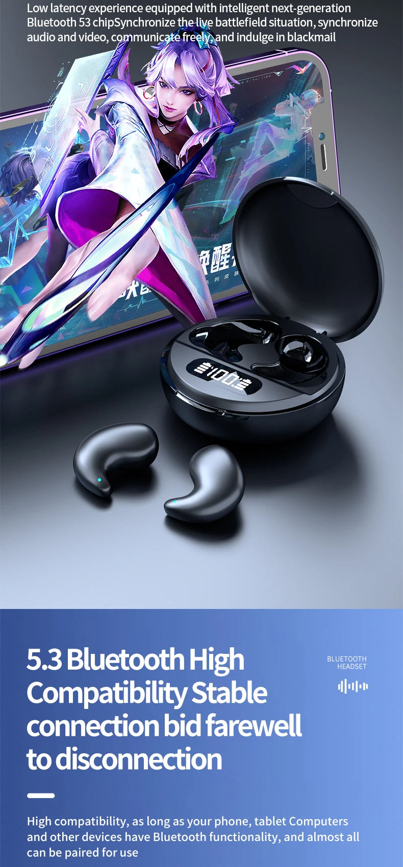 FANHANG TWS Bluetooth Earphones – ANC, Stereo, Sports