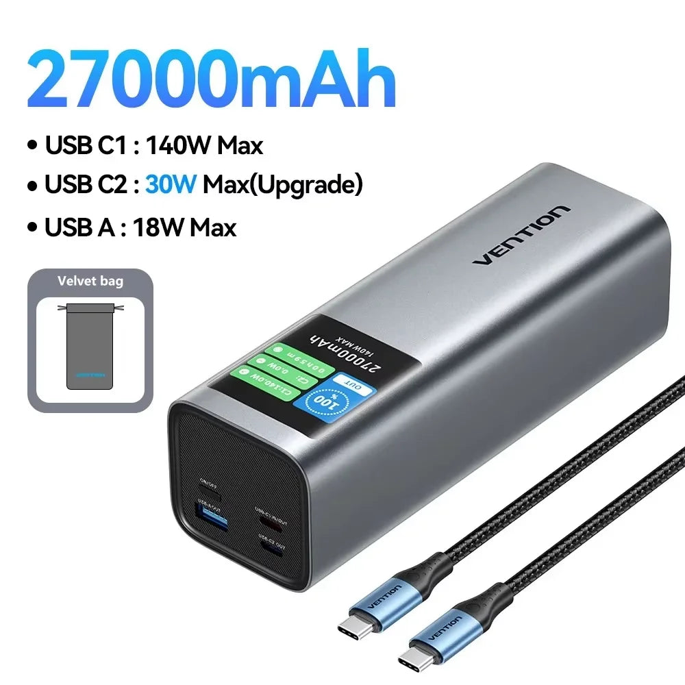 Vention 140W Power Bank USB-C | Digital Display