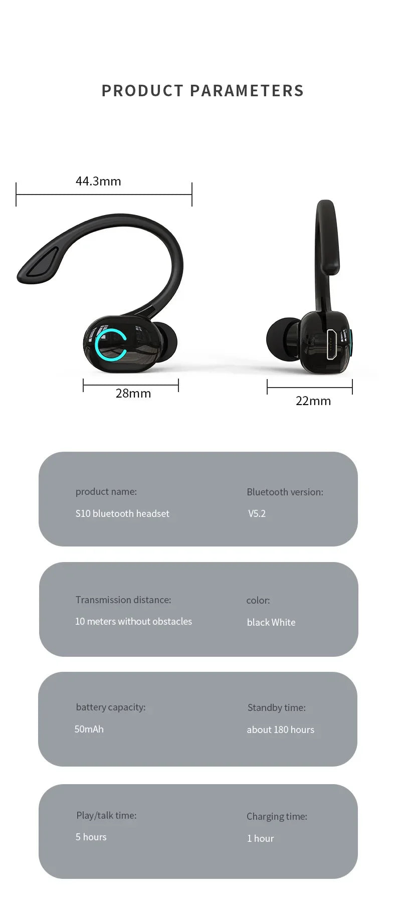 VIKEFON S10 Bluetooth 5.2 Headset – ANC, HiFi Bass, Sport