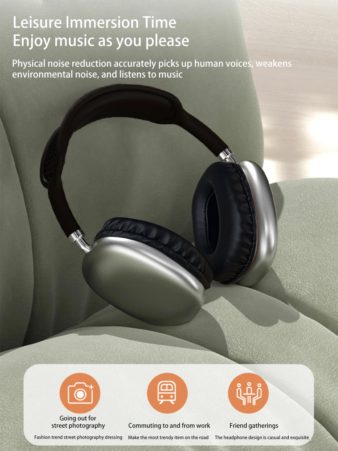 T-WOLF Bluetooth Headphones – Wireless+Wired, ANC, Dynamic Sound