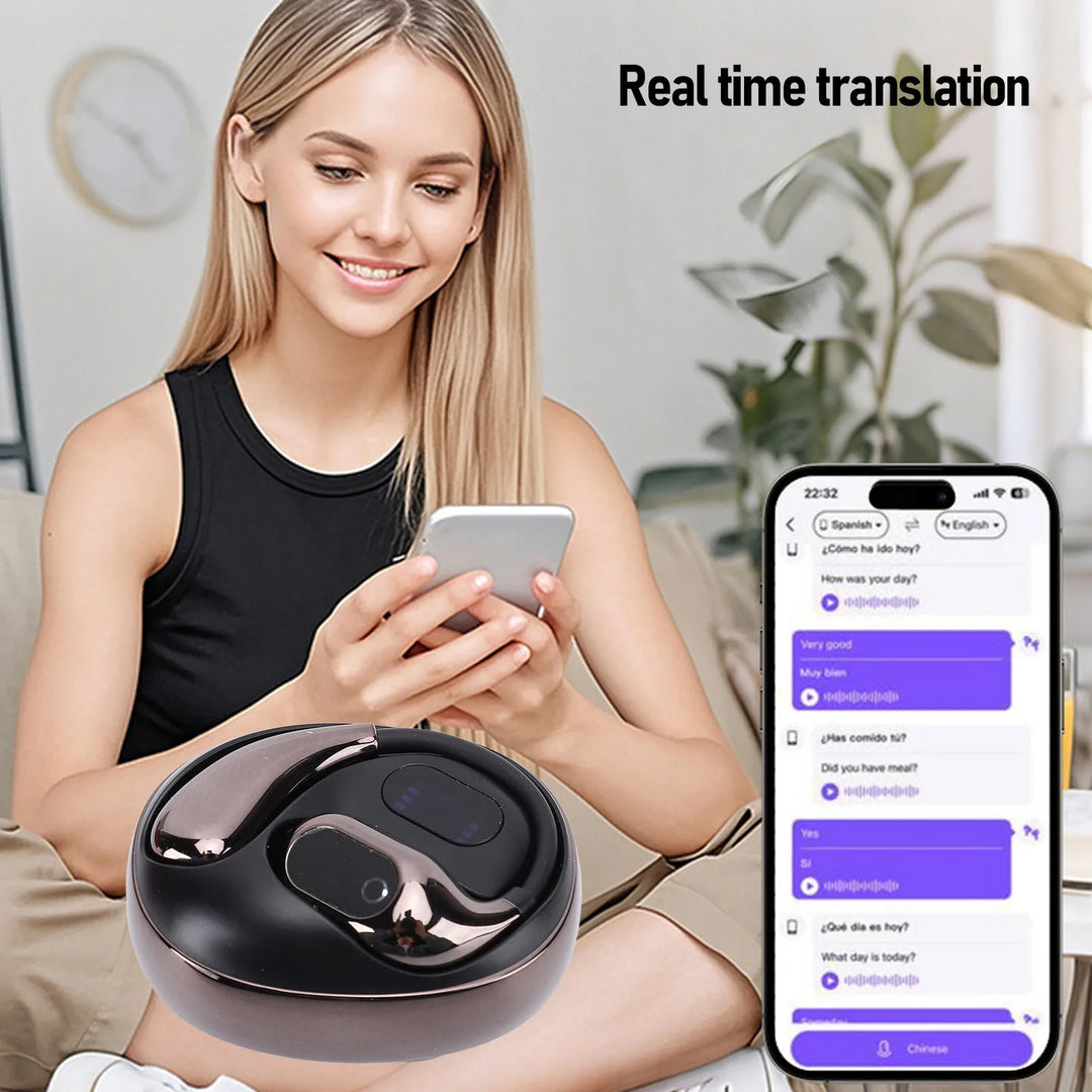 Qiilu AI Translation Ear Hook Earphones – 80 Languages & Stereo