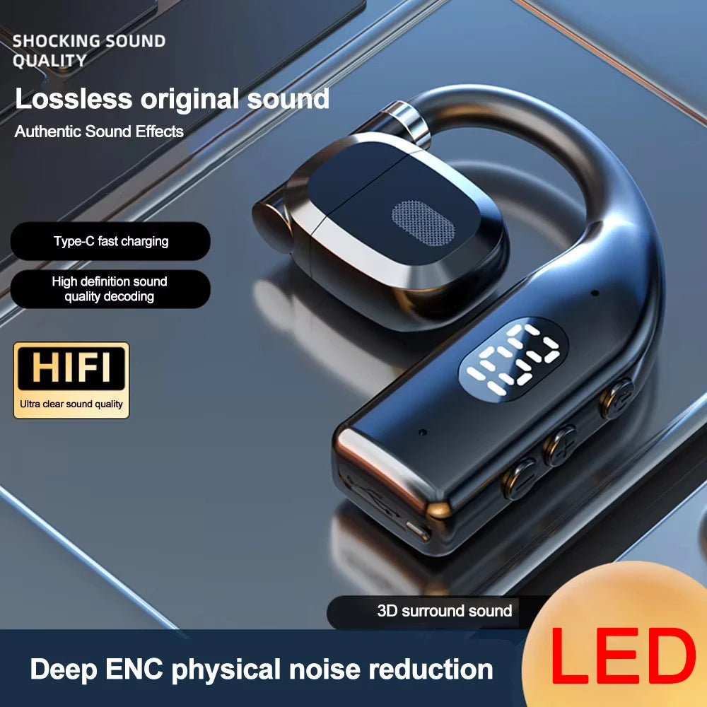 CUGUU Air Conduction Bluetooth 5.3 Headset – Open-Ear, 15H Battery, Rotatable Ear-Hook