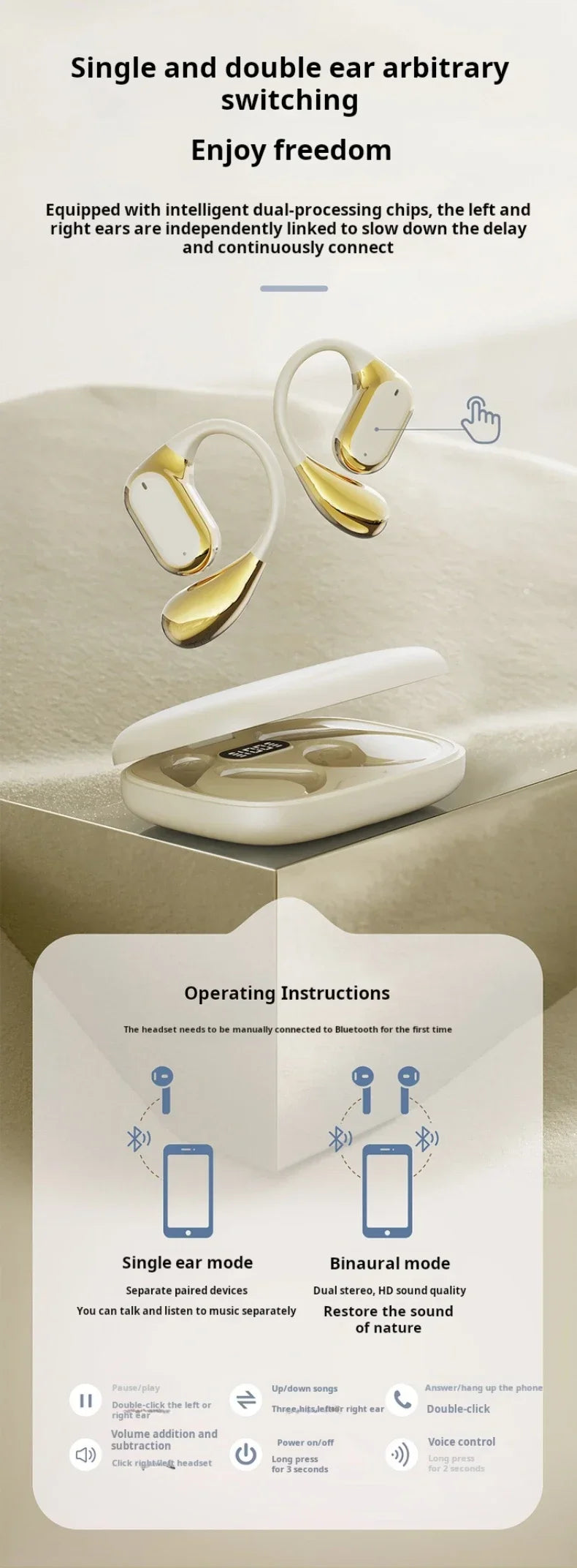 Sony Open-Ear Wireless Earphones – Lightweight, Surround Sound