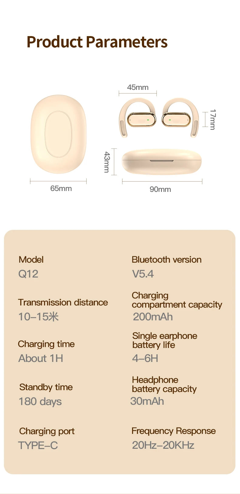 Kebidumei Bluetooth 5.4 Earphones – HiFi, Low Latency, IPX6