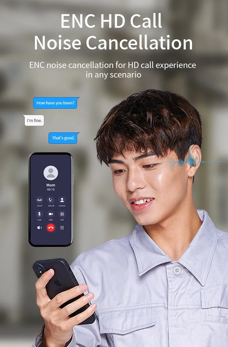 GUJIU Bluetooth 5.3 Ear Hook Headphones – Waterproof & Mic