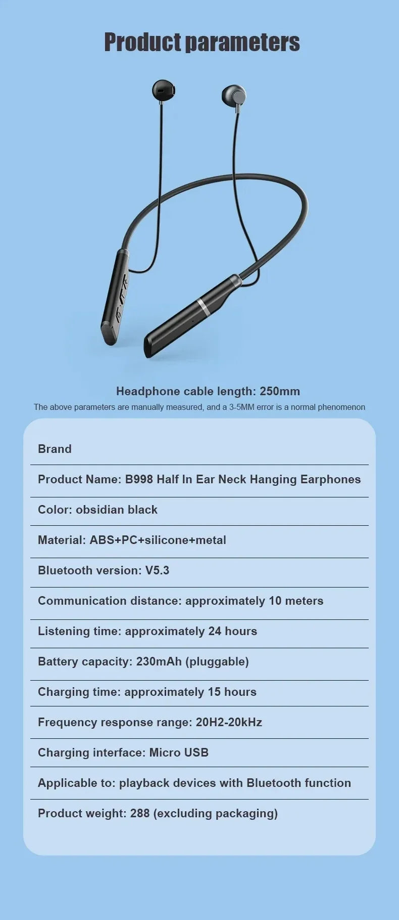 LIUTIANFEI Bluetooth Neckband Headphones – 27h Battery & Vibration Alerts