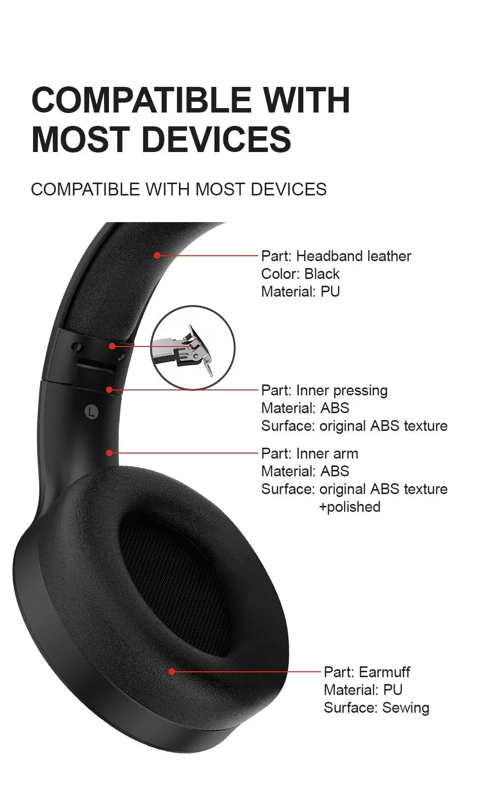 Siindoo JH-919 Bluetooth Headphones – 28H Playtime, Super Bass