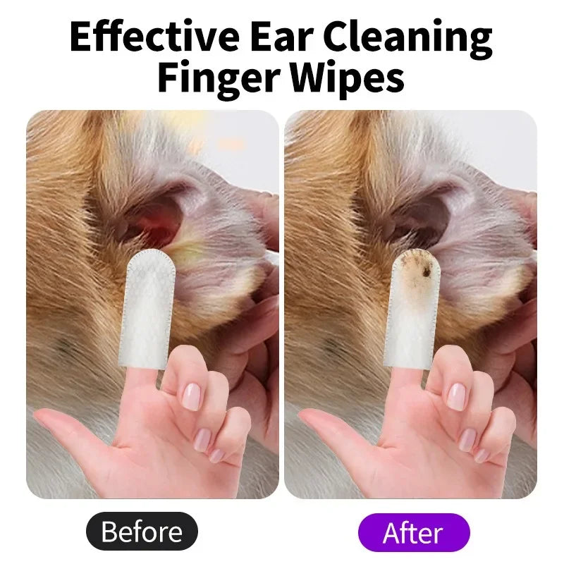 50PCS Pet Ear Cleaning Wipes – Gentle Dog & Cat Ear Cleaner Pads – grooming kit