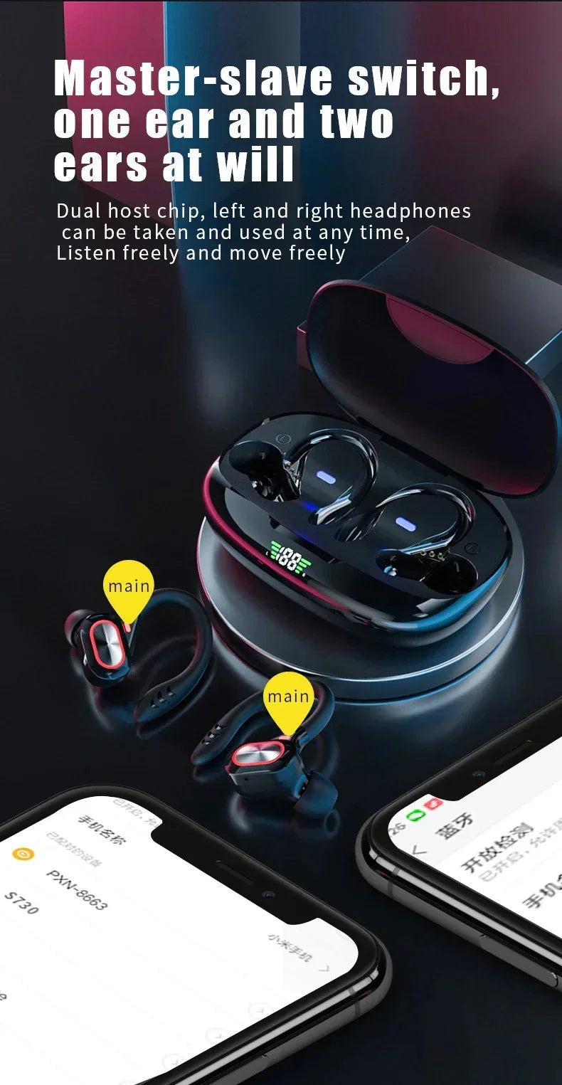 OLEVO Bluetooth 5.3 Ear Hook Earbuds – ANC, IPX6, HiFi Sound