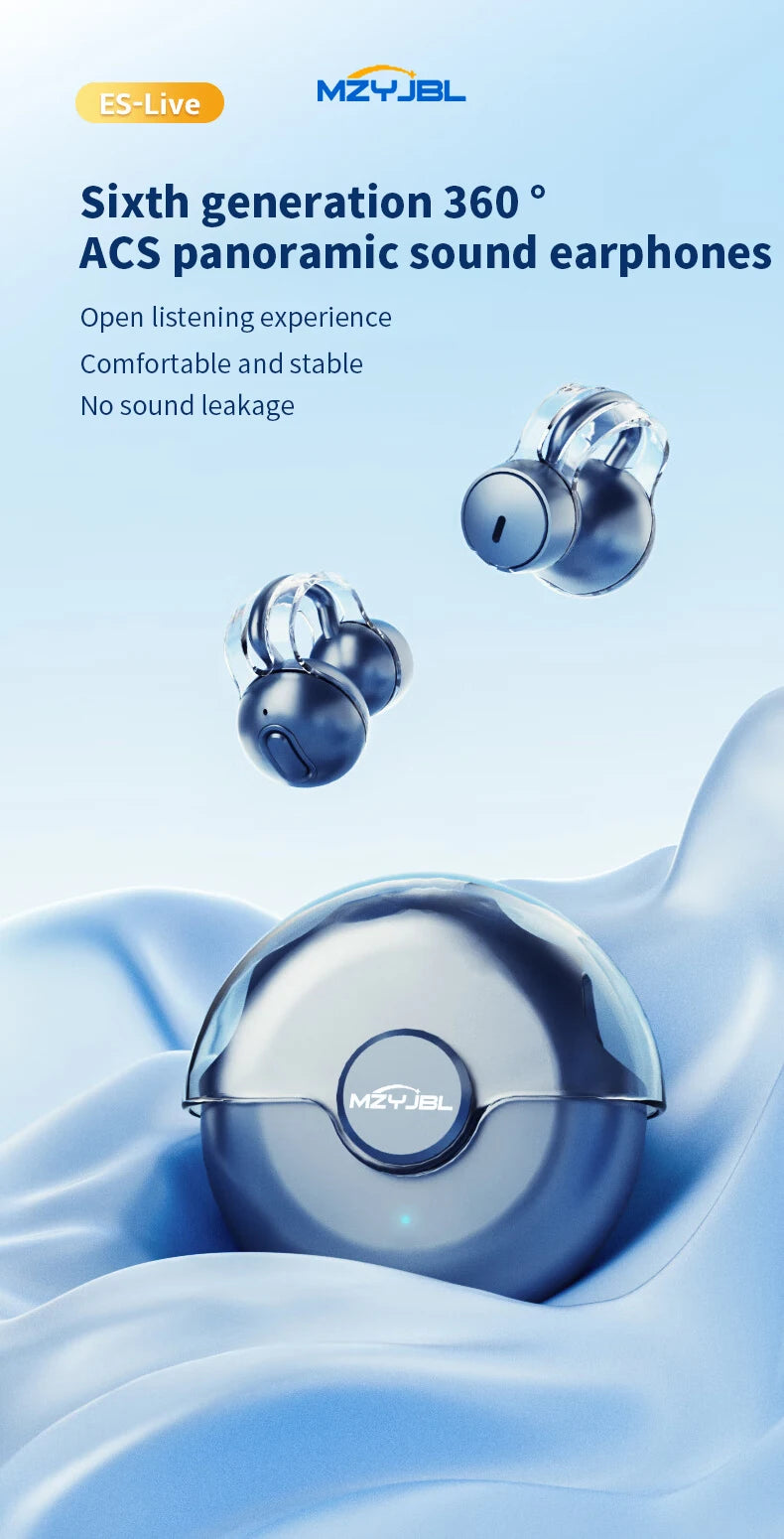 iHseno I36 Open-Ear TWS Earphones – Bluetooth 5.3, Clip-On, Waterproof