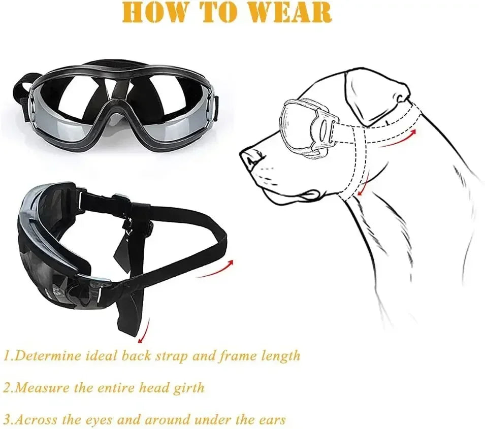 Large Dog Sunglasses – UV Protection Adjustable Goggles with Chin Strap
