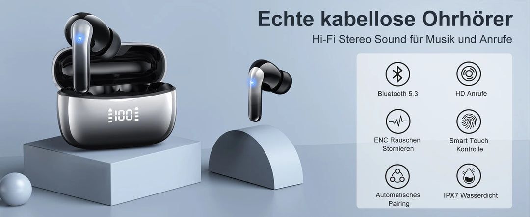 TWS Bluetooth 5.3 ANC Earphones – 36H Playtime, Alexa Support