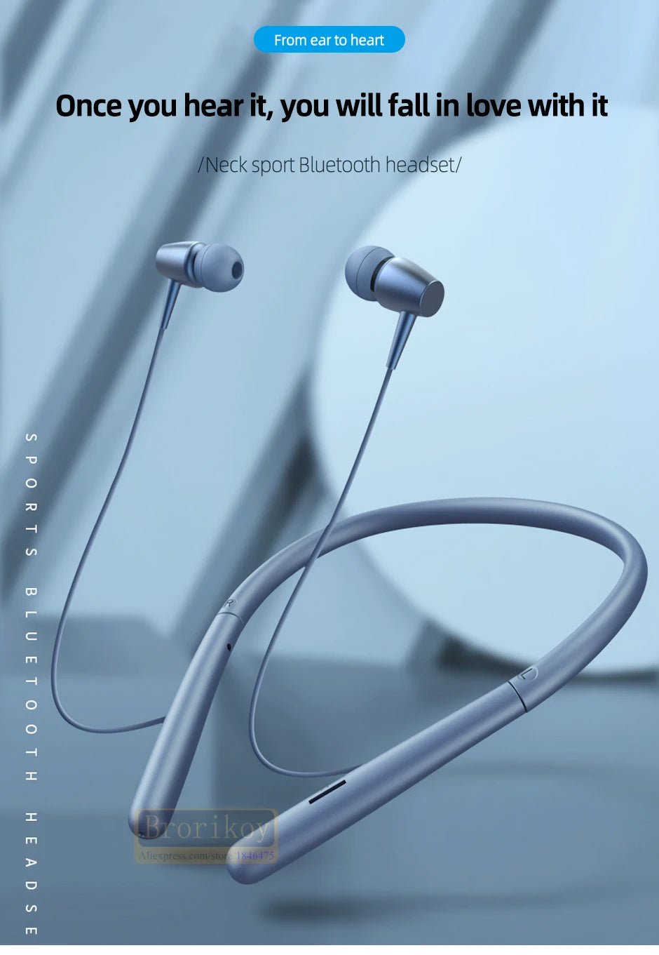 Brorikoy Bluetooth 5.0 Neckband Earphones – ANC & Waterproof – audio-accessory