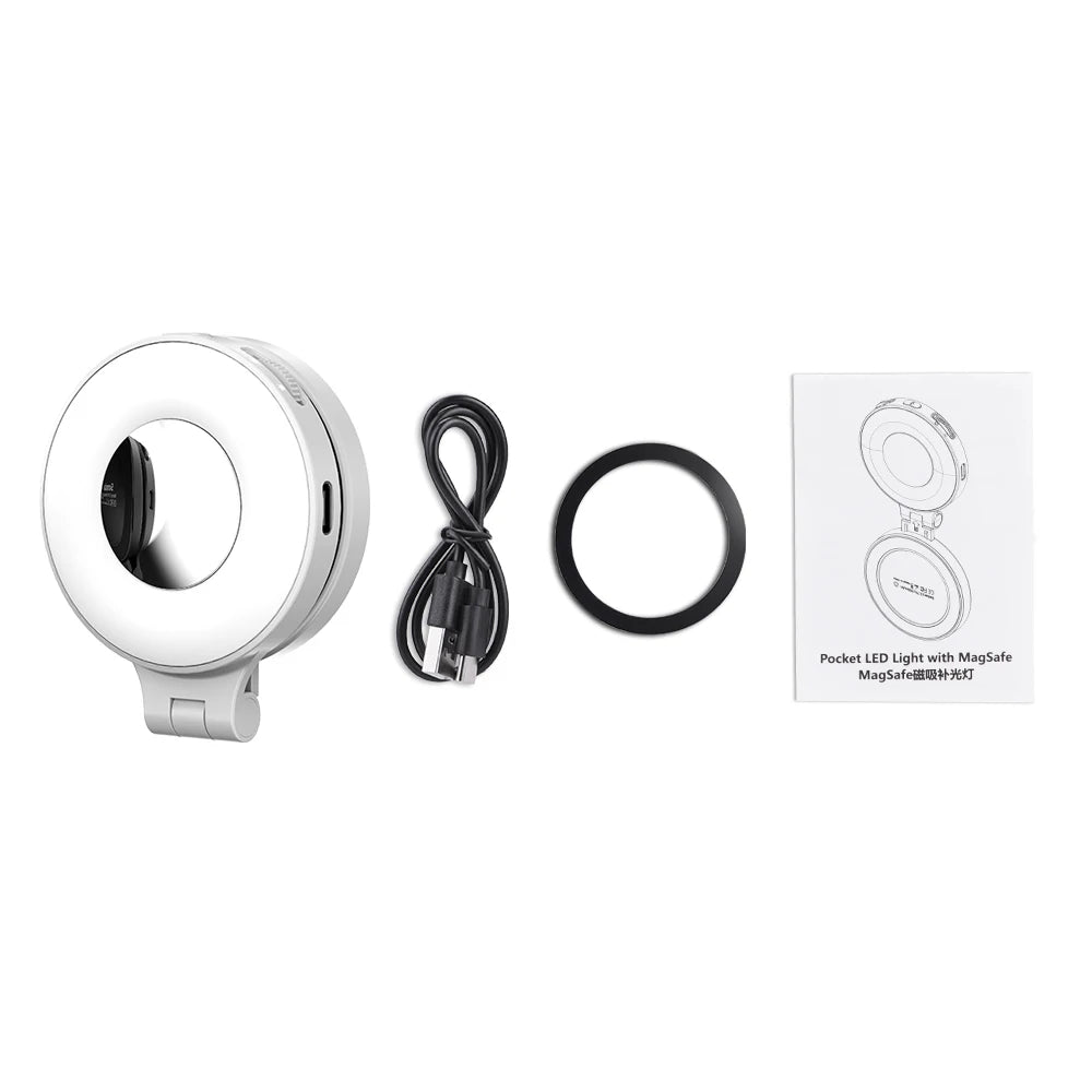 BRDRC Magsafe Magnetic Fill Light – Bi-Color LED Light & Phone Stand with Power Bank