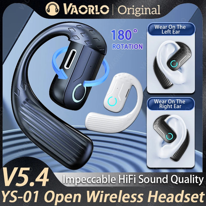 VAORLO Bluetooth 5.4 Rotating Ear Hook Headset – Noise Cancelling – audio-accessory