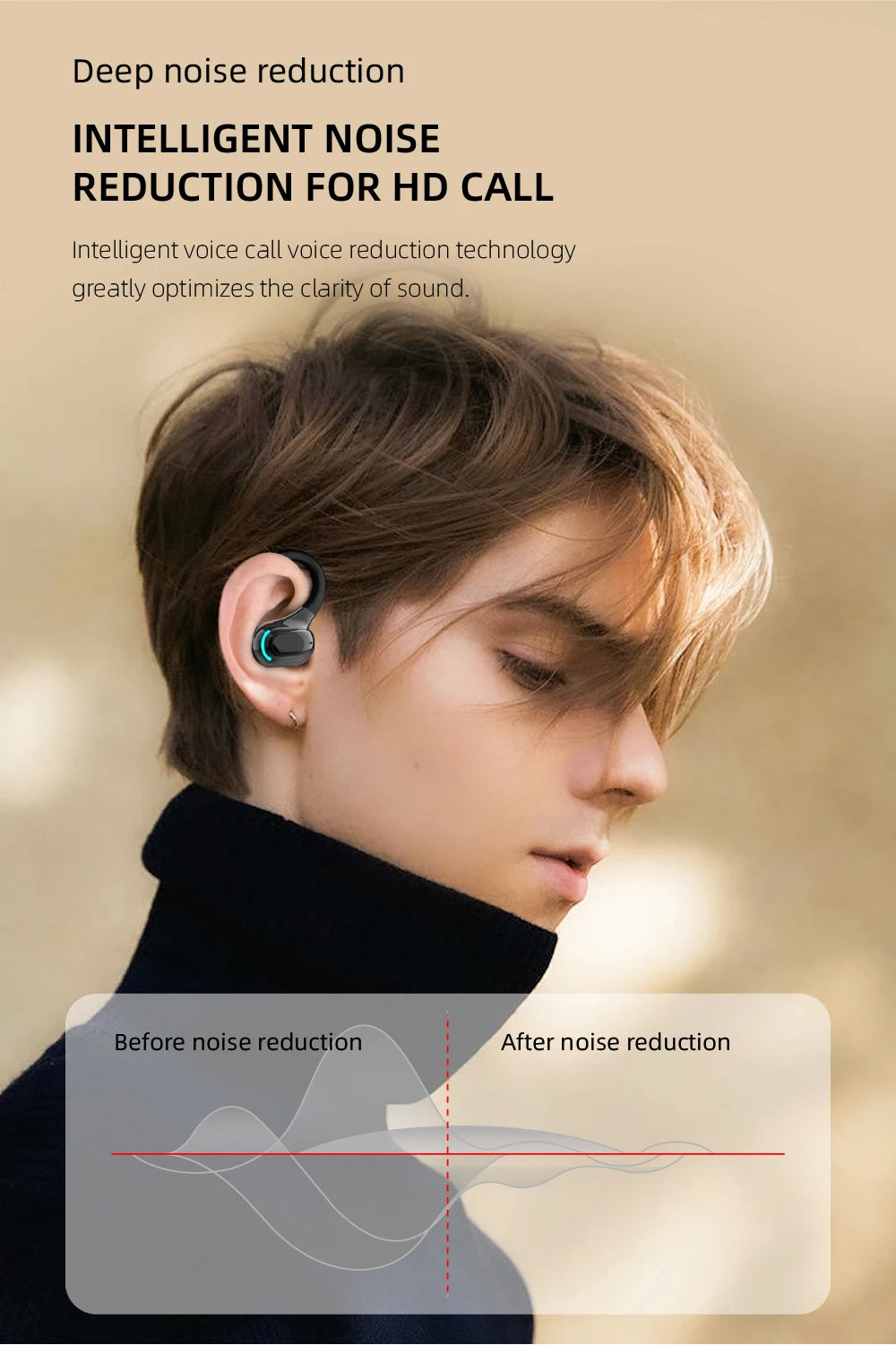 DISOUR M-F8 Bluetooth 5.2 Ear-Hook Headset | ANC & 20H Playtime