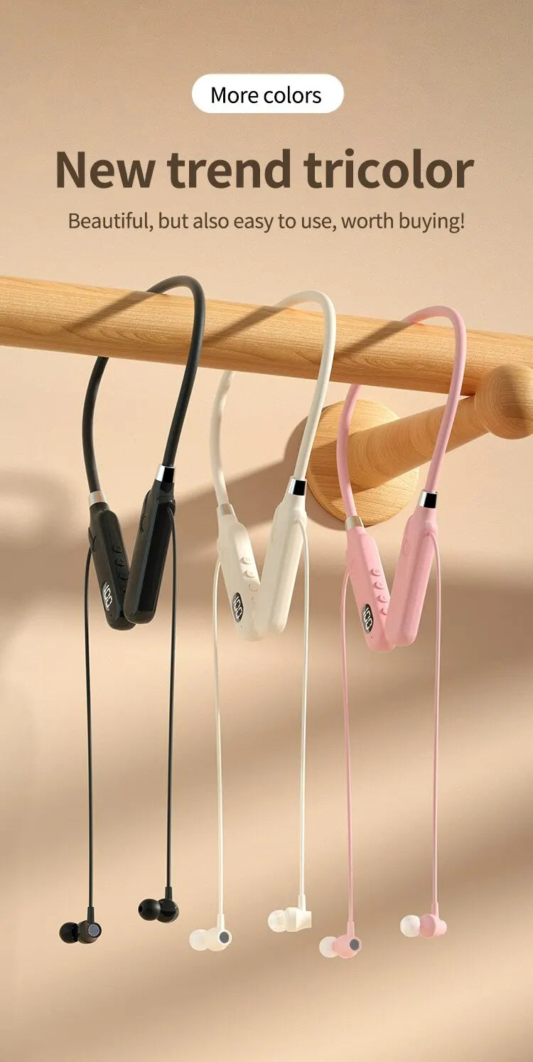 BT-12 Bluetooth 5.3 Neckband Earphones – 50h Battery & Mic