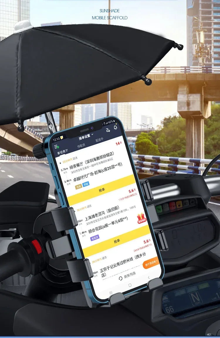VIKEFON Motorcycle Phone Holder with Rainproof Sunshade – Universal Handlebar Mount